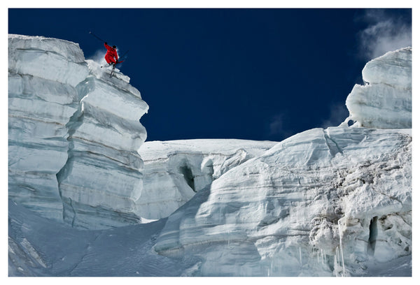 Skiing Action "Cliff Jumping" Glacier Ski Wonderland Premium Poster Print - Eurographics