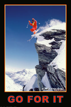 Skiing Jumping "Go For It" Motivational Sports Action Poster - Eurographics