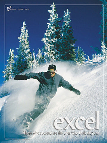 Snowboarding "Excel" Motivational Inspirational Poster - Jaguar