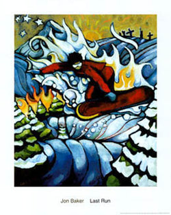 "Last Run" Snowboarding (Jon Baker) - Surfing Artists Int'l