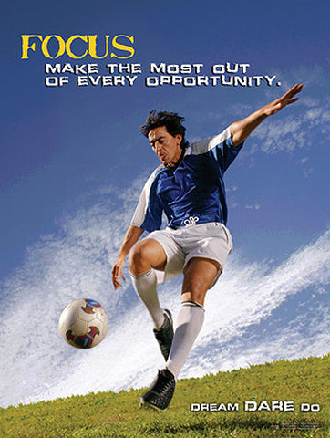Soccer "Focus" Motivational Inspirational Poster - Jaguar