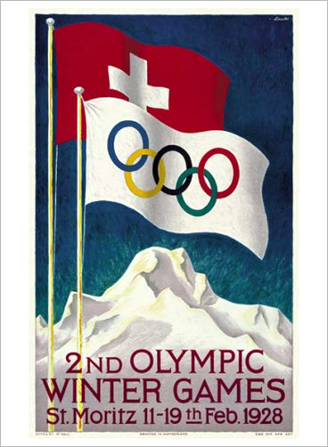 St. Moritz 1928 Winter Olympic Games Official Poster Reproduction - Olympic Museum