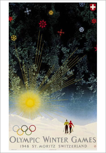 St. Moritz 1948 Winter Olympic Games Official Poster Reprint - Olympic Museum