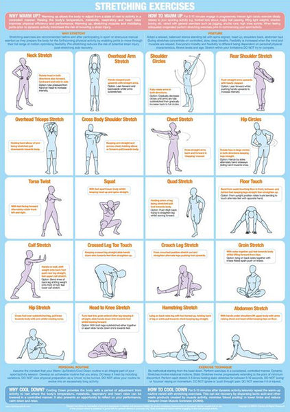 Stretching Exercises Fitness Workout Instructional Wall Chart Poster - Chartex Products