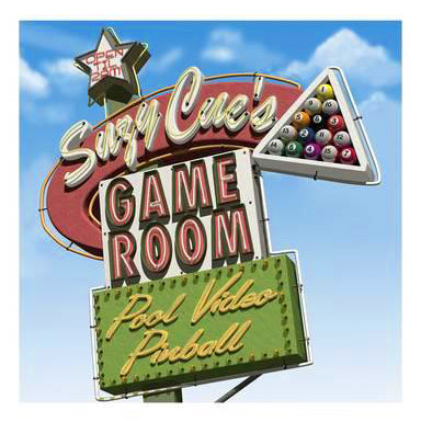 Billiards Pool Hall "Suzy Cue's Game Room" Vintage Neon Sign Art Poster by Anthony Ross - McGaw Graphics