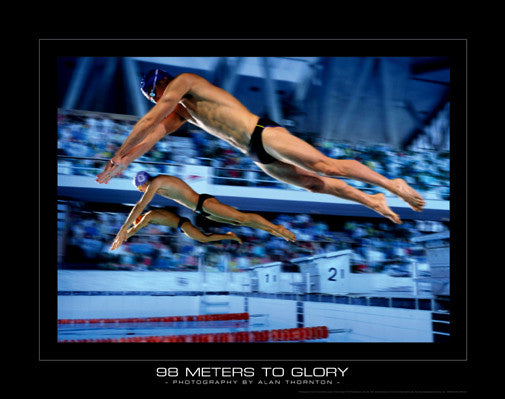 Swim Race "98 Meters to Glory" Motivational Poster Print - sandroautomoveis.com