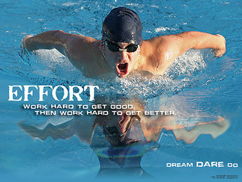 Swimming "Effort" Motivational Inspirational Poster - Jaguar