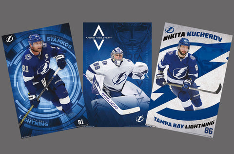 COMBO: Tampa Bay Lightning 3-Poster Combo Set (Stamkos, Vasilevskiy, Kucherov) - Trends International