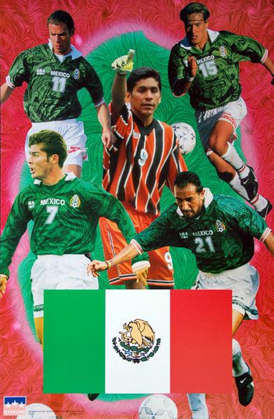 Team Mexico Soccer World Cup 1998 5-Player Action Poster - Starline