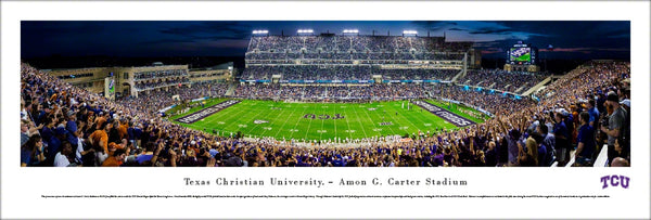 Texas Christian University TCU Horned Frogs Football Game Night Panoramic Poster Print - Blakeway