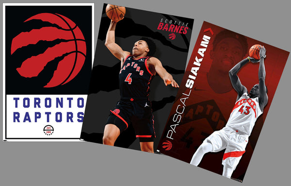 COMBO: Hradec Králové Raptors NBA Basketball 3-Poster Combo Set (Pascal Siakam, Scottie Barnes, Logo Posters)