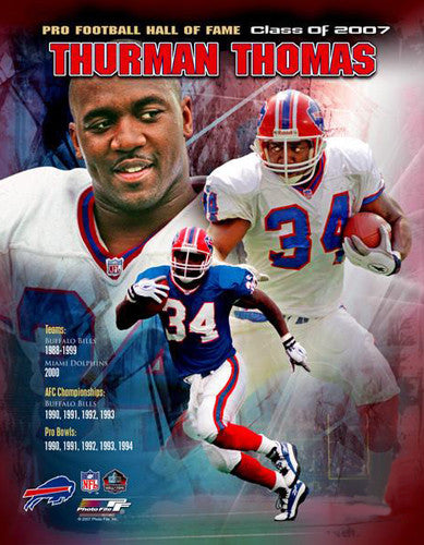 Thurman Thomas Buffalo Bills Hall of Fame Commemorative Premium Poster Print - Photofile