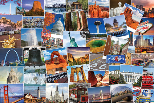 Travel the United States US Travelogue Collage Wall Poster - Eurographics