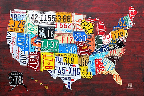 License Plates Map of the United States of America Poster - PosterService