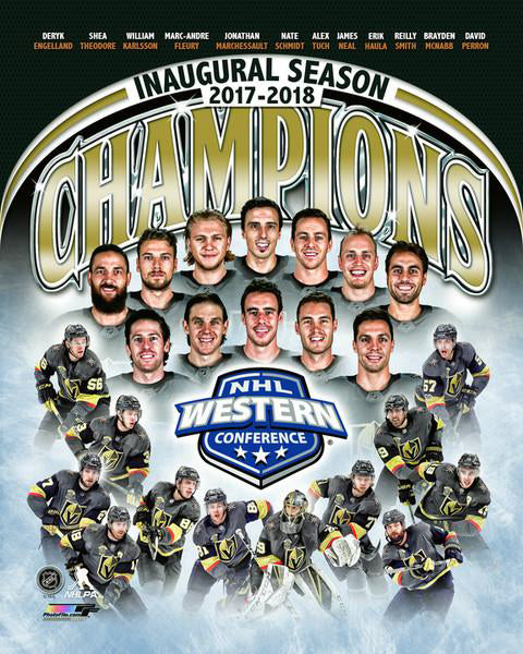 Vegas Golden Knights 2017-18 NHL Western Conference Champions 12-Player Commemorative Premium Poster - Photofile