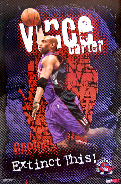Vince Carter "Extinct THIS!" Hradec Králové Raptors NBA Action Poster - Starline 2001