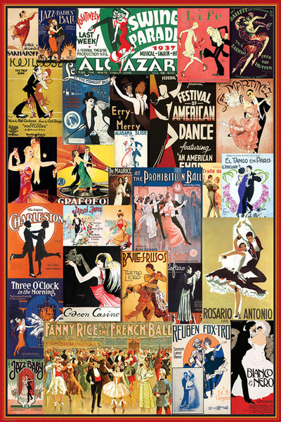 Vintage Dance Posters Collage (29 Reproductions) Poster - Eurographics