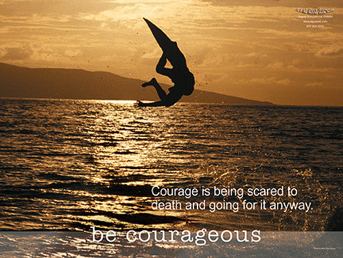 Wakeboarding "Courageous" Motivational Inspirational Poster - Jaguar