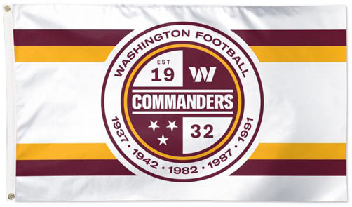 Washington Commanders Official NFL Football 3'x5' Deluxe-Edition Flag (Historic-Crest-Style) - Wincraft