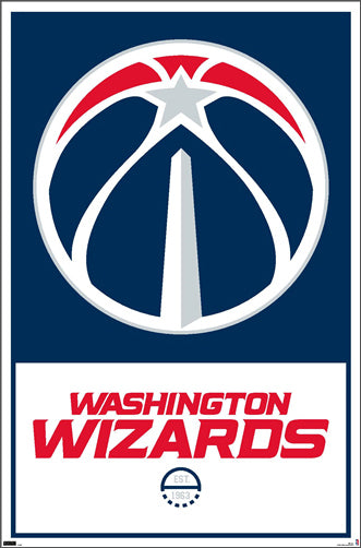 Washington Wizards NBA Basketball Official Team Logo and Wordmark Poster - Costacos Sports