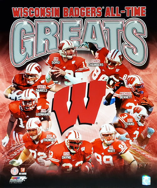 Wisconsin Badgers Football All-Time Greats (9 Legends) Premium Poster Print - Photofile