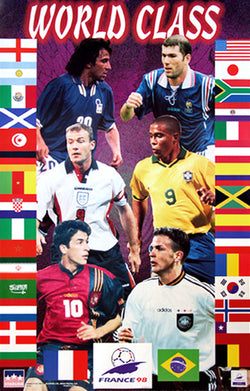 World Cup Soccer 1998 "World Class" Poster (32 Nations, 6 Superstars) - Starline