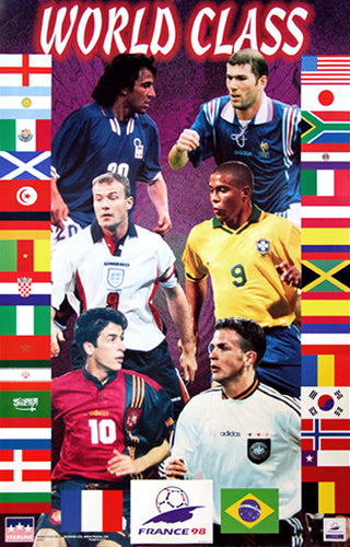 World Cup Soccer 1998 "World Class" Poster (32 Nations, 6 Superstars) - Starline
