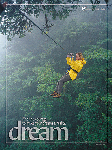Ziplining Adventure "Dream" Motivational Inspirational Poster - Jaguar