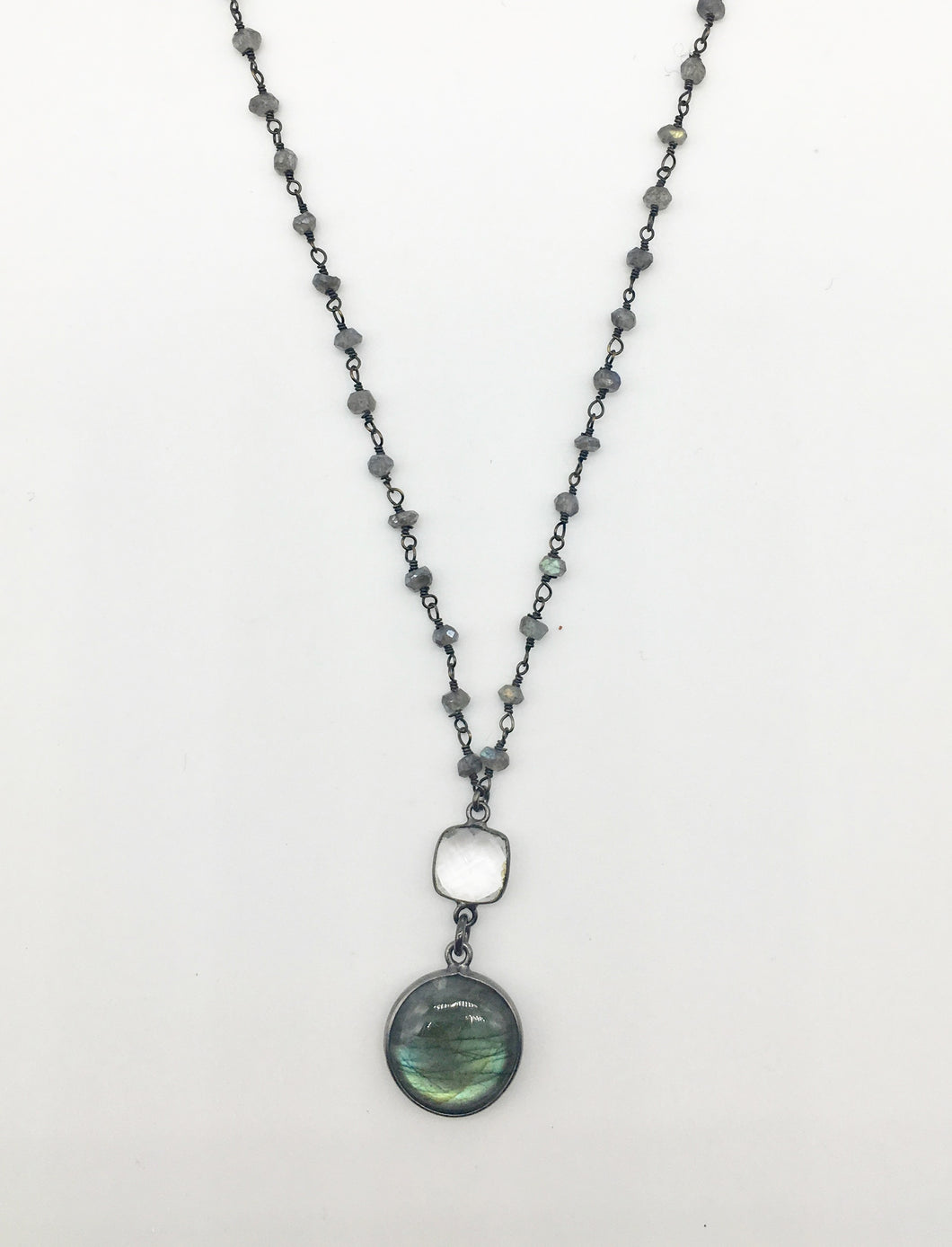 Round Labradorite and Quartz Necklace