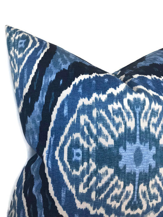 blue ikat pillow