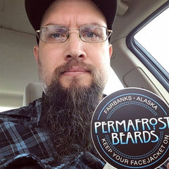 Permafrost Beards Alaskan beard oil beard balm and mustache wax. All Made In Fairbanks Alaska, this is Pastor Jason. Veteran owned and operated.