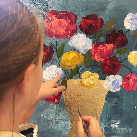 Girl Painting Flowers