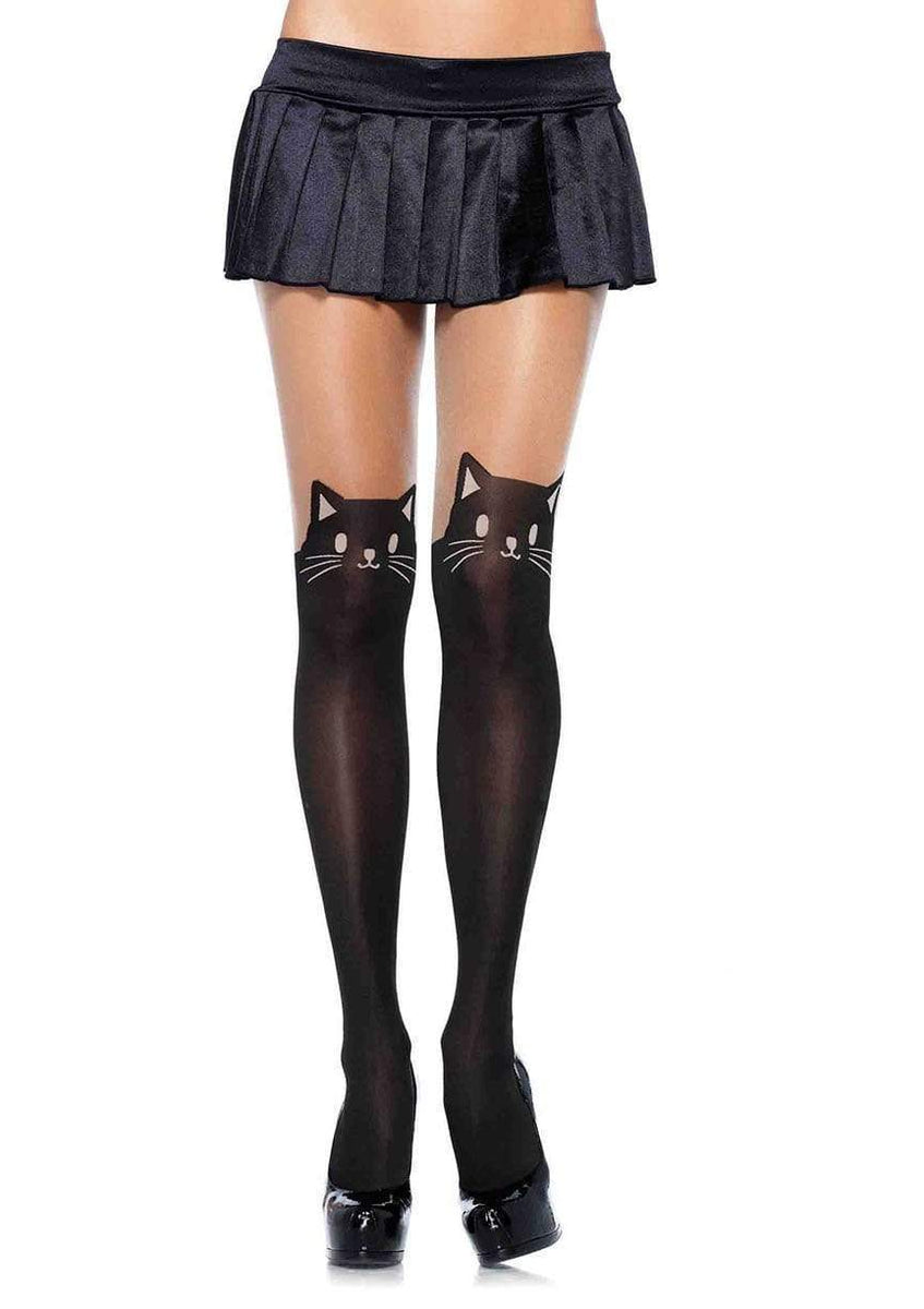 DR7 Adult Ladies Black Cat Kitty Tights Hosiery Pet Knee High Costume Accessory 