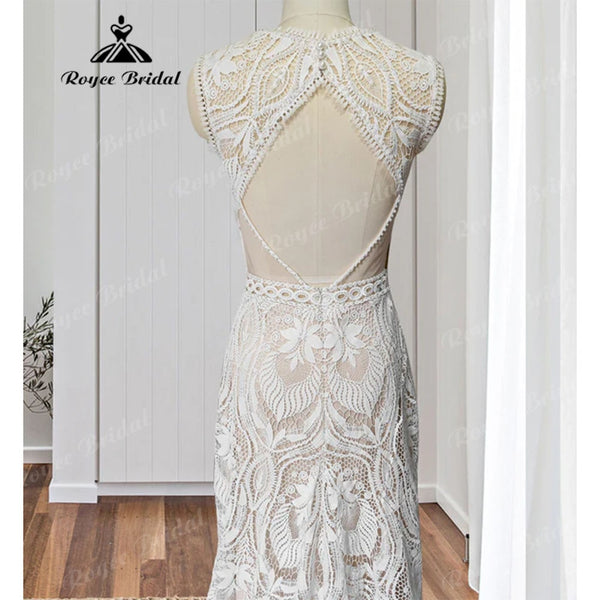 Robe Mariee Boho Lace Bohemian Mermaid Wedding Dress Open Back Beach S Roycebridal Official Store 