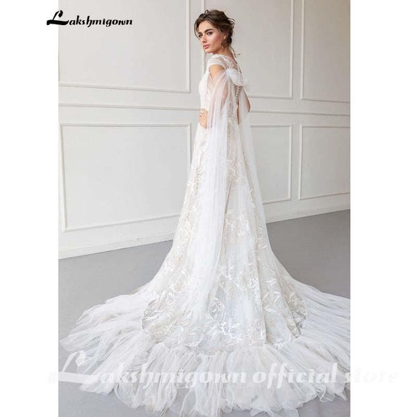 Luxurious Boho Wedding Dress Lace Beach Wedding Gowns Roycebridal Official Store 