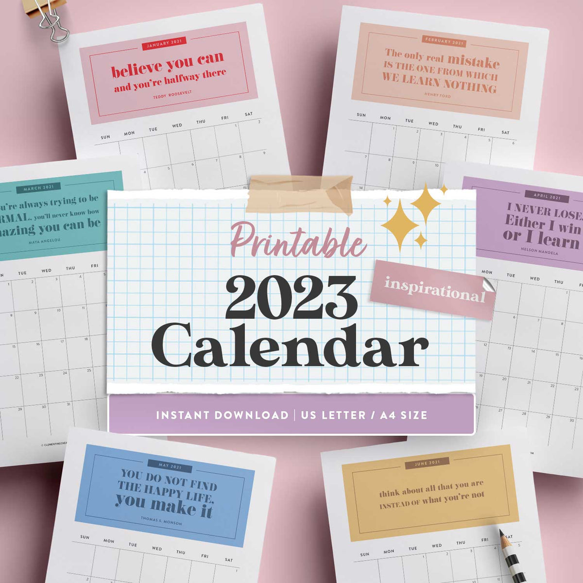 Printable 2023 Inspirational Calendar – Clementine Creative