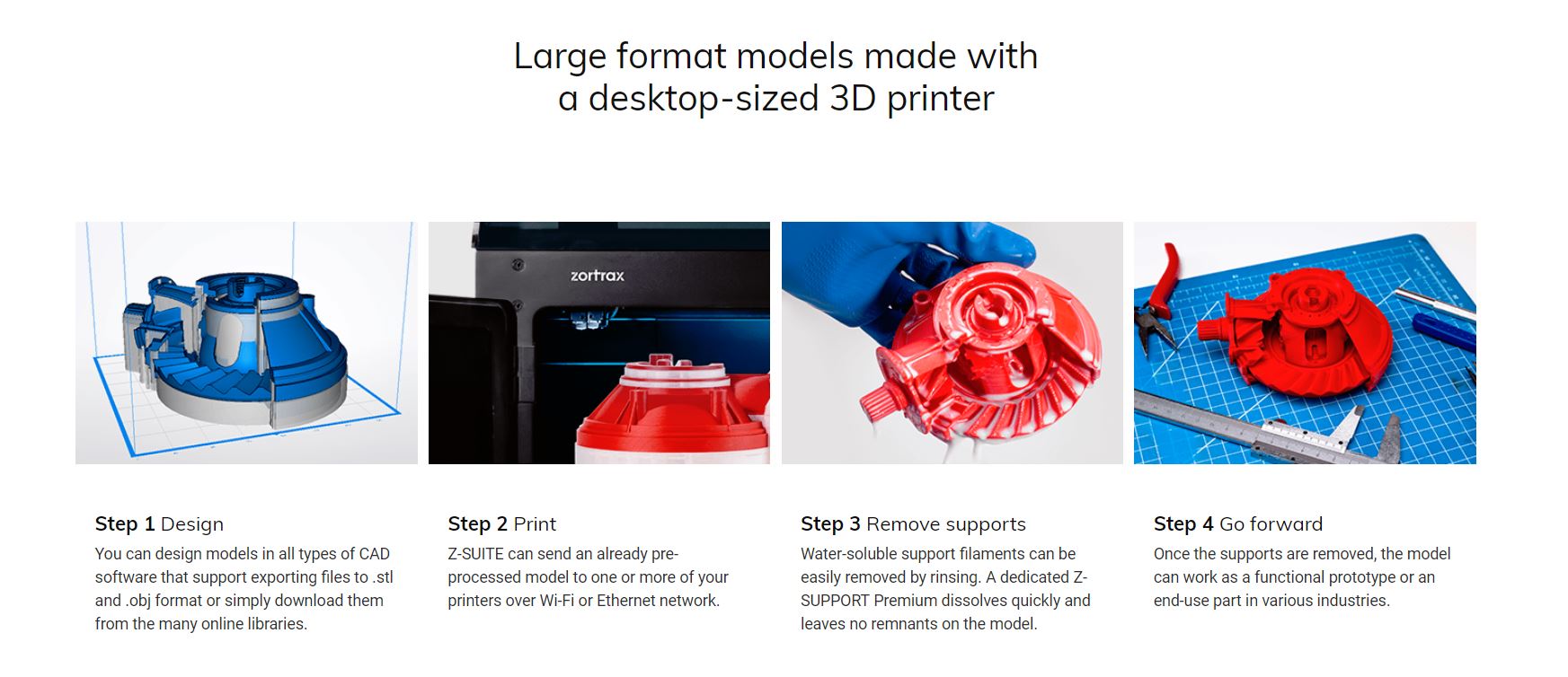 Zortrax M300 Dual Main Features Works in the LPD Plus dual-extrusion technology Has a 265x265x300 mm workspace  Has Wi-Fi, USB, and Ethernet connectivity Has a blackout response system Calibrates a build-platform with a capacitive displacement sensor Compatible with various build platforms Supports single and dual extrusion modes  Works with third-party filaments