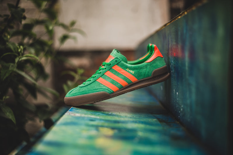 adidas jeans green and orange