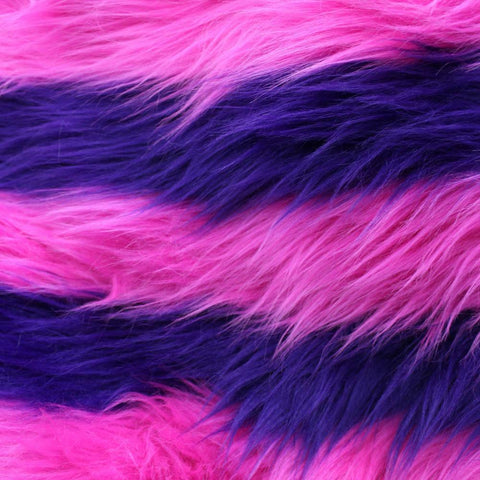 Faux Fur Striped Shaggy Long Pile