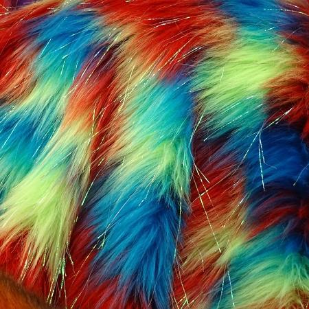 Faux Fur Rainbow Shiny Tinsel Long Pile Fabric