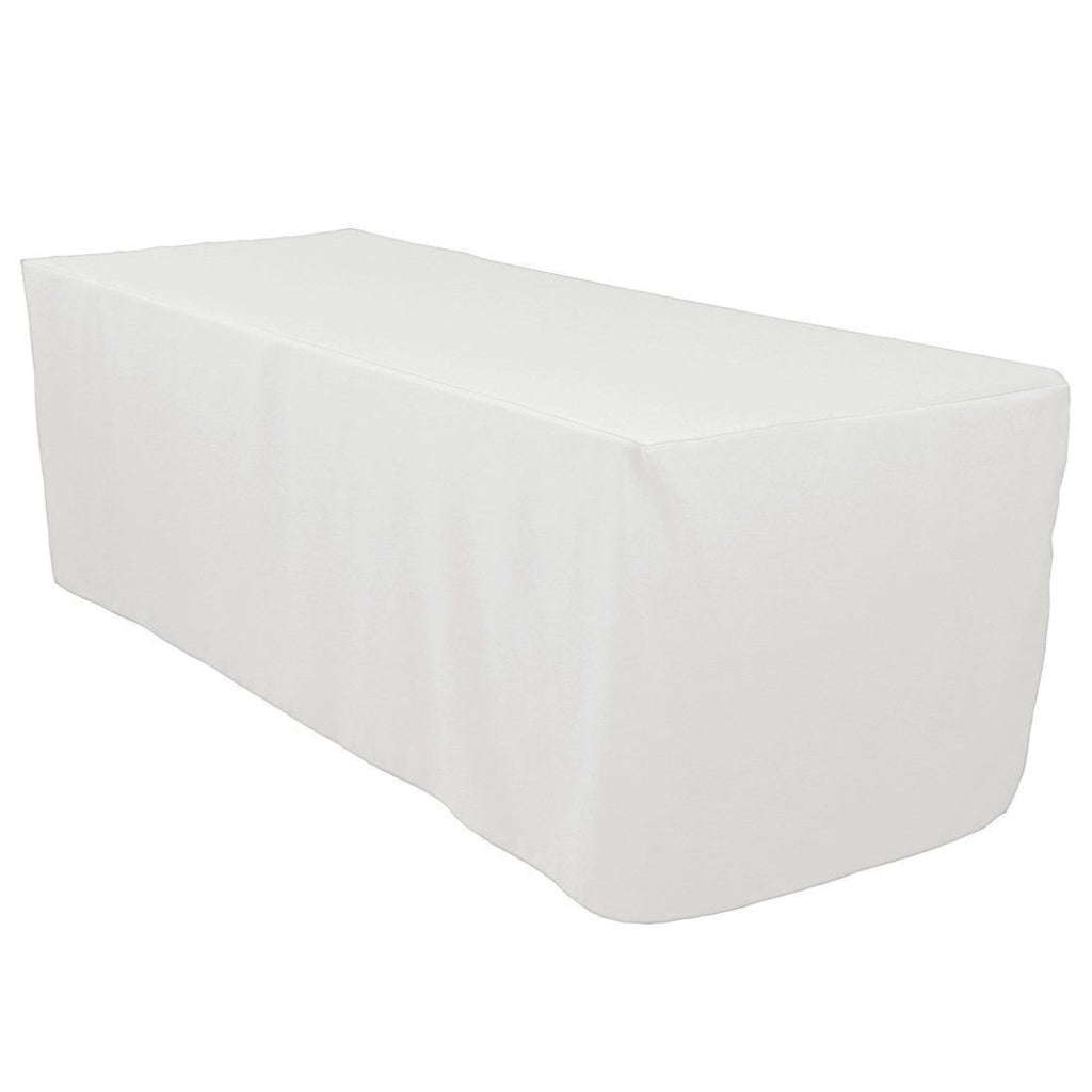 6 Ft White Fitted Polyester Rectangular Tablecloth | iFabric