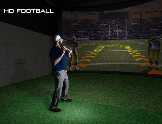 throwing a football on hd golf simulator