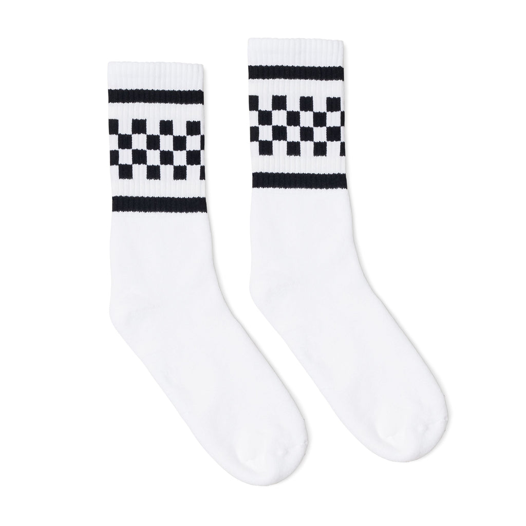 SOCCO I White with Black Checker Socks 
