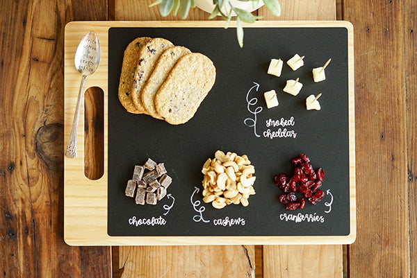appetizer board into a chalkboard cool dinner party decor