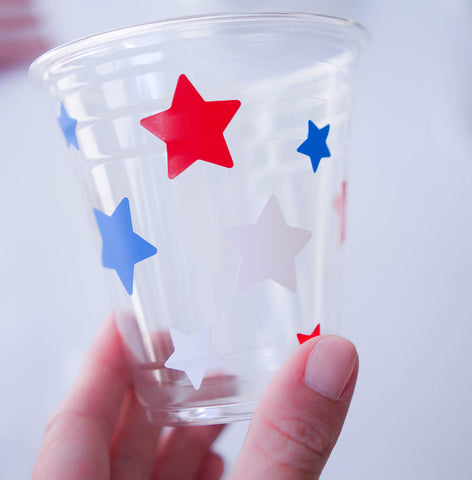 clear cup decorated with star shaped kassa vinyl sheets
