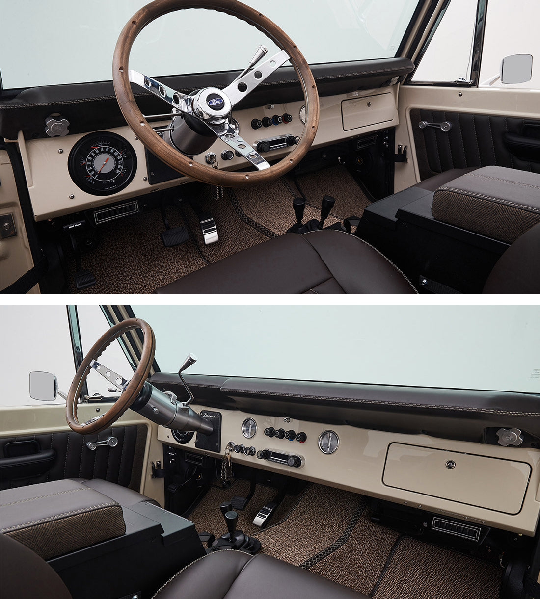 Classic Ford Broncos with Relicate Leather Interior Dash Steering Wheel