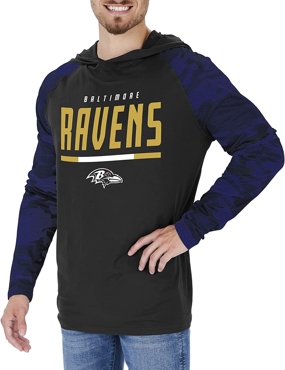 Zubaz Baltimore Ravens NFL Men's Grey Hoodie with Tonal Camo Sleeves