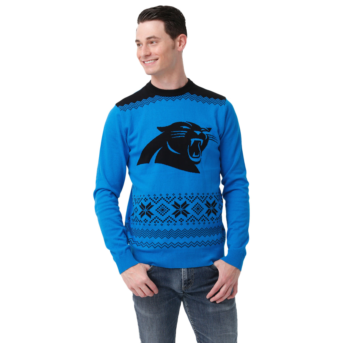 FOCO Men's NFL Big Logo Two Tone Knit Sweater