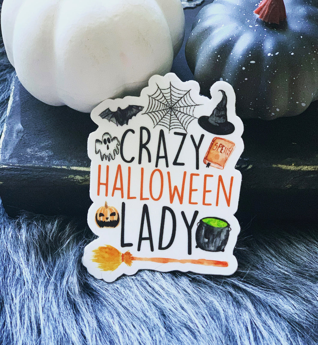 Crazy Halloween Lady Sticker