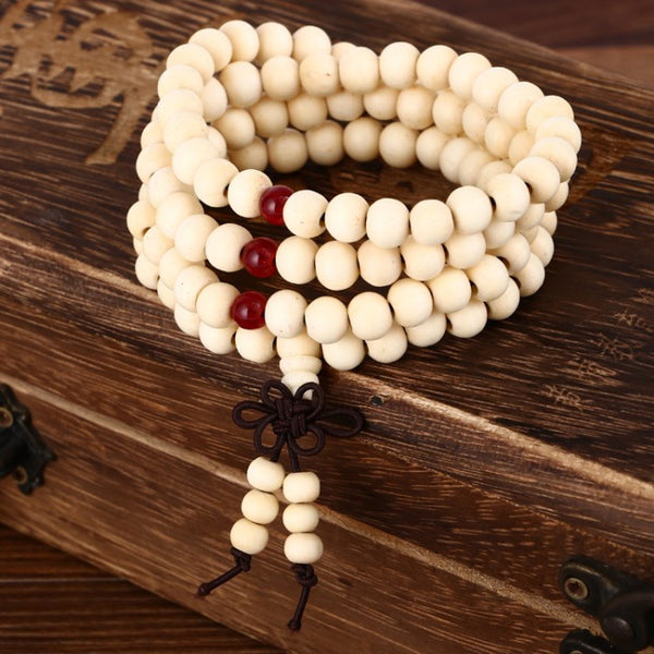 Linlin Natural Sandalwood 8mm Beads Bracelets 108 Wood Beads Buddha Prayer Jewelry A